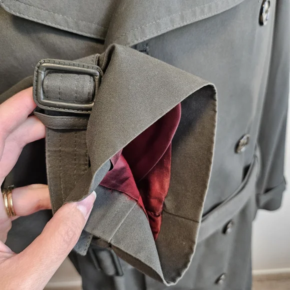 ❤️ VTG London Fog 40R Grey & Burgundy Trench Coat - Picture 3 of 15